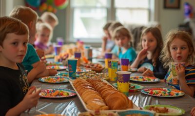 Effektiv Kindergeburtstag planen Kinder beim Essen