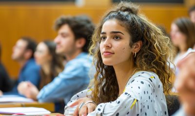 Studentin in einer Vorlesung über Wirtschaftspsychologie