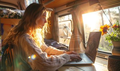 vanlife arbeit im camper gemütlich